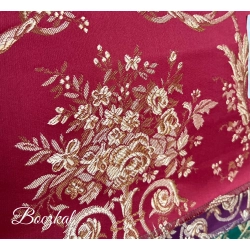 Tkanina Stylowa Klasyczna Czerwień Bukiety